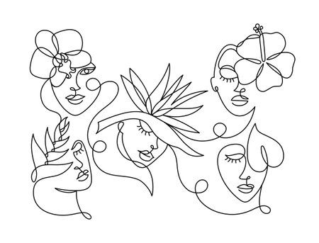 Face of an abstract woman with a flower.のイラスト素材