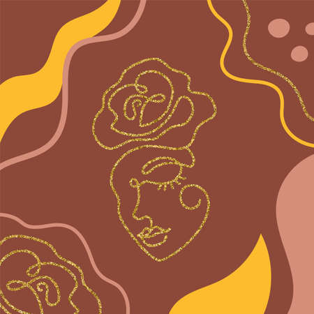 Face of a woman in a modern line style.のイラスト素材