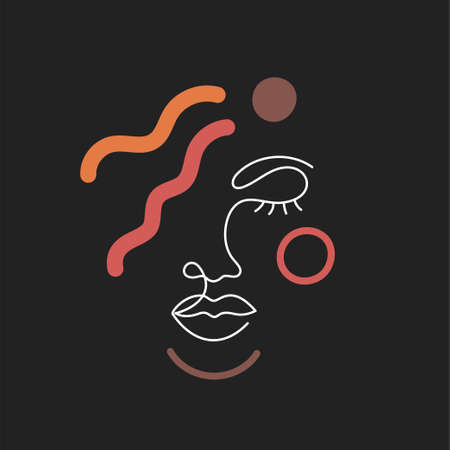 Face of a woman in a modern line style.のイラスト素材