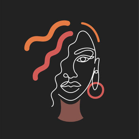 Face of a woman in a modern line style.のイラスト素材