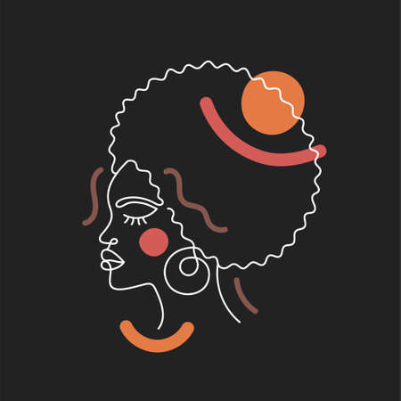 Face of a woman in a modern line style.のイラスト素材