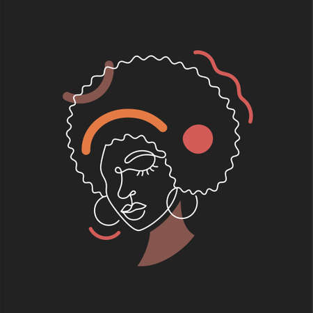 Face of a woman in a modern line style.のイラスト素材