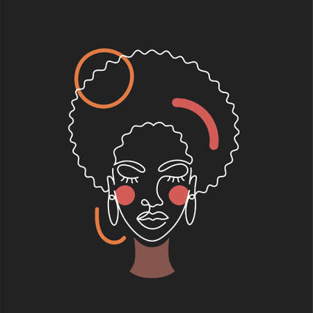 Face of a woman in a modern line style.のイラスト素材