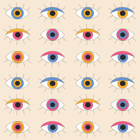 Retro eyes with eyelashes on light background.のイラスト素材