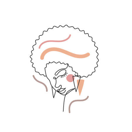 Face of a woman in a modern line style.のイラスト素材