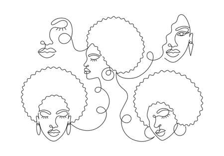 Face of a woman in a modern line style.のイラスト素材
