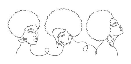 Face of a woman in a modern line style.のイラスト素材