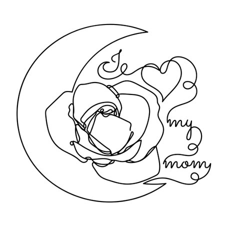 Abstract flower in a modern one line style.のイラスト素材