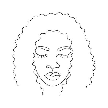 Face of a woman in a modern line style.のイラスト素材