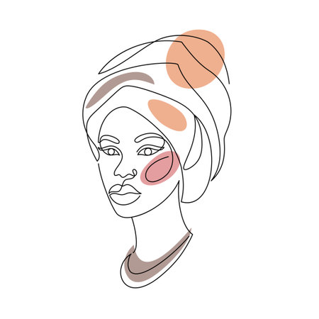 Face of a woman in a modern line style.のイラスト素材