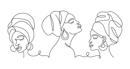 Face of a woman in a modern line style.のイラスト素材