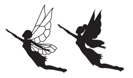 Collection of silhouettes of an Afro fairy woman.のイラスト素材