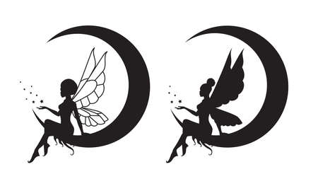 Collection of silhouettes of an Afro fairy woman.のイラスト素材