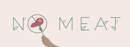 This banner boldly showcases the No Meat text.のイラスト素材
