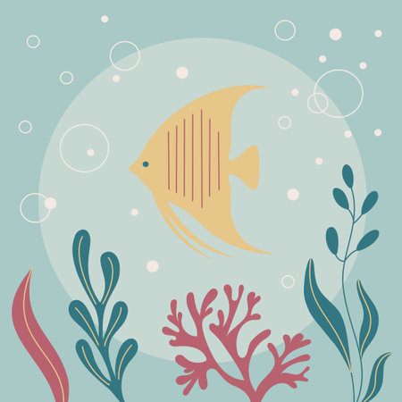 A flat art vector illustration featuring an angelfish.