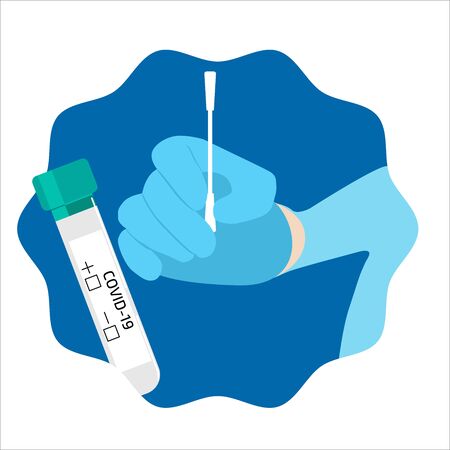 A coronavirus nose test in the doctor's hand.のイラスト素材