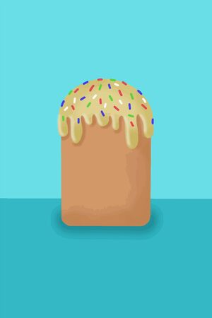 Sweet fresh cupcake for Easter on an orange background.のイラスト素材