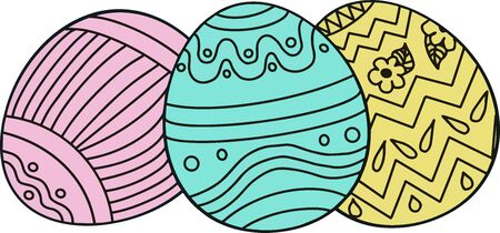 Beautiful eggs with an ornament in pastel colors.のイラスト素材