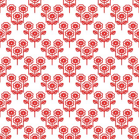 Bright seamless pattern for Easter. Red flowers on a white background.のイラスト素材