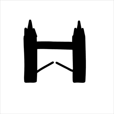 Tower Bridge. The silhouette of the English structure.のイラスト素材