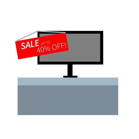 Sale of TVs. 40 percent discount on TV. Last price for the item. Share of the day.のイラスト素材