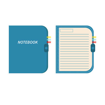Vector illustration. Blank lined notebook on white background.のイラスト素材