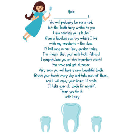 Beautiful tooth fairy flying. Cartoon hand drawn Vector illustration.のイラスト素材