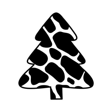 Christmas trees with cow print. Collection of Christmas tree with cow pattern. Colorful illustration of New Year design for banner, postcard, greeting card. vector illustrationのイラスト素材