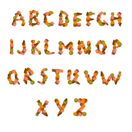 Childish font made of geometric shapes. vector illustration.のイラスト素材