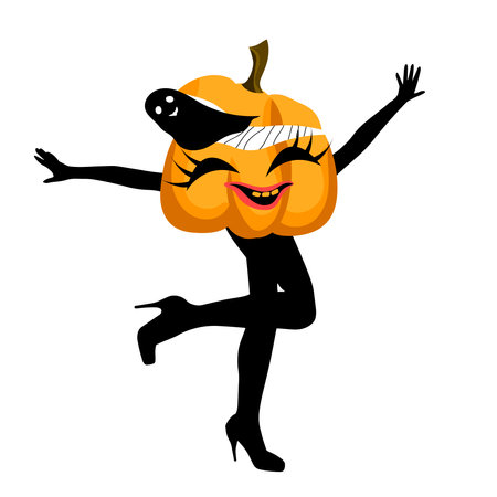 Cartoon dancing  pumpkin. Vector halloween  illustration.のイラスト素材