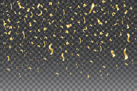Golden confetti isolated on checkered background. Festive vector illustration. EPS 10のイラスト素材