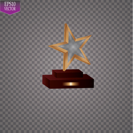 Glass trophies plaque engraved crystal award realistic vector illustration on transparent backgroundのイラスト素材