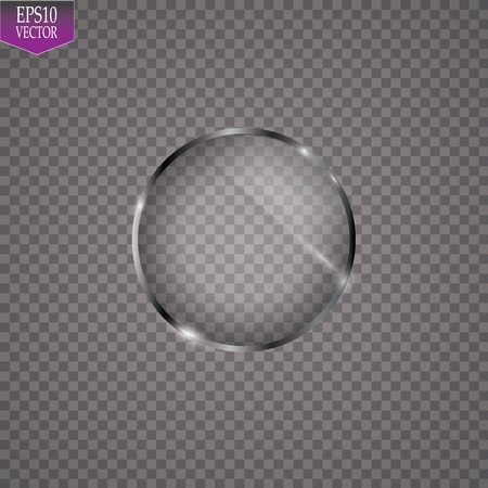 Fflat round glass. Magnifier. Isolated on a transparent background.のイラスト素材