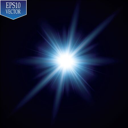 Glow light effect. Starburst with sparkles on transparent background. Vector illustration. Sun.EPS 10のイラスト素材