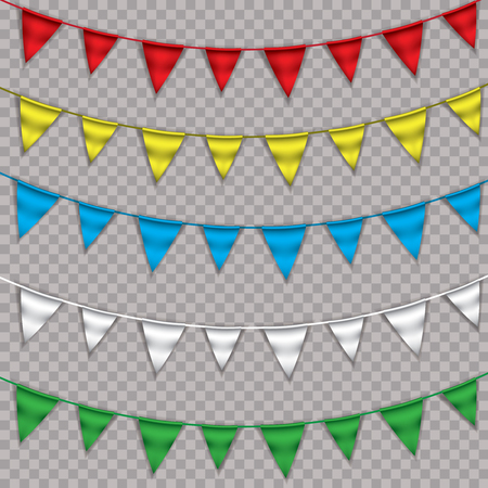 Rainbow Bunting Banner Garland, Isolated On White Background, Vector Illustrationのイラスト素材