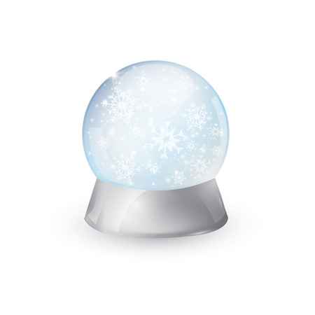 Christmas snow globe on transparent background. Glass sphere. Vector illustration.のイラスト素材