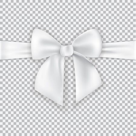 Realistic bow and ribbon isolated on transparent background. Template for greeting card, poster or brochure. Vector illustration.のイラスト素材