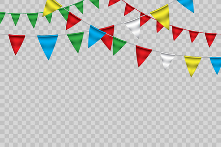 White paper banner for Carnival. Happy Birthday typography vector design for greeting cards and poster with balloon, confetti, design template for celebration.のイラスト素材