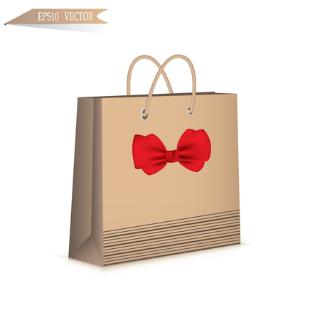 Gift paper bag isolated on white background Vector illustration.のイラスト素材