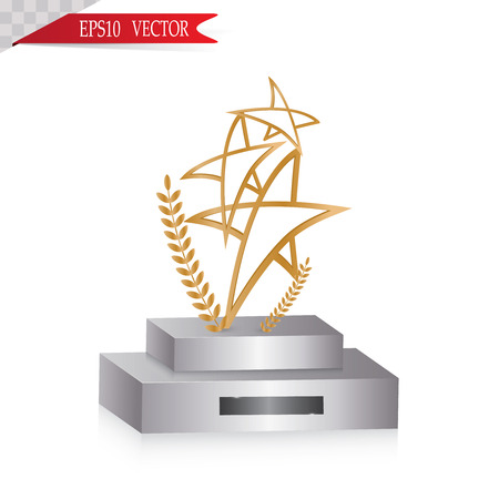 Glass trophies engraved with crystal grunge realistic vector illustration on white backgroundのイラスト素材