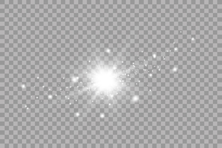 Glow light effect. Starburst with sparkles on transparent background. Vector illustration. Sun.EPS 10のイラスト素材