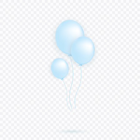 blue transparent with confetti helium balloon isolated in the air. Party decorations for a birthday, anniversary, celebration, wedding. vector.のイラスト素材