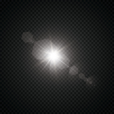 Vector transparent sunlight special lens flare light effect. Sun flash with rays and spotlight. eps 10のイラスト素材