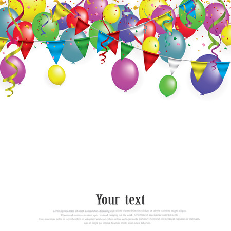 White paper banner for Carnival.Happy Birthday typography vector design for greeting cards and poster with balloon, confetti , design template for celebration. EPS 10のイラスト素材