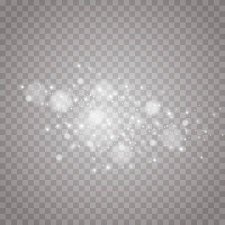 The dust sparks and golden stars shine with special light. Vector sparkles on a transparent background. Christmas light effect. Sparkling magical dust particles.のイラスト素材