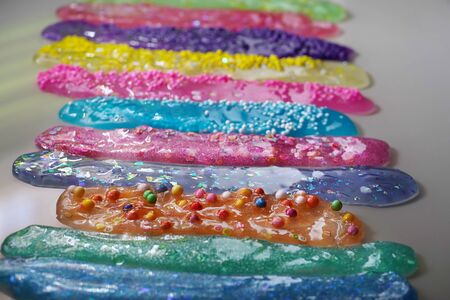 How to make fluffy slime at home, close up view.