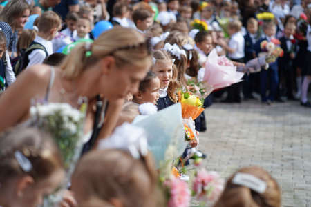 Blurred View of the children go to school for the first time. High quality photoのeditorial素材