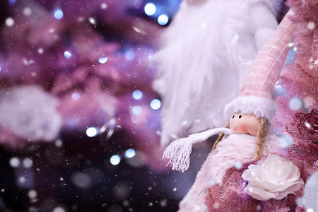 Blurred pink christmas decoration with copy space. High quality photoの写真素材