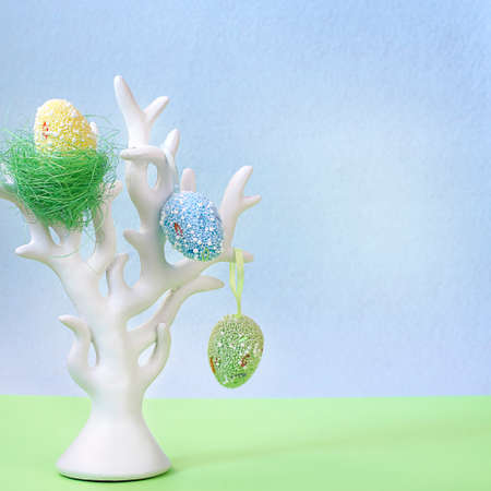 Easter composition with eggs. Festive decoration. Happy Easter. High quality photo