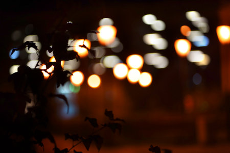 Abstract defocused lights of the City at night. Specially useful as Overlay Layer (screen, overlay or soft light) to add Magical Effect to your Photos.の写真素材